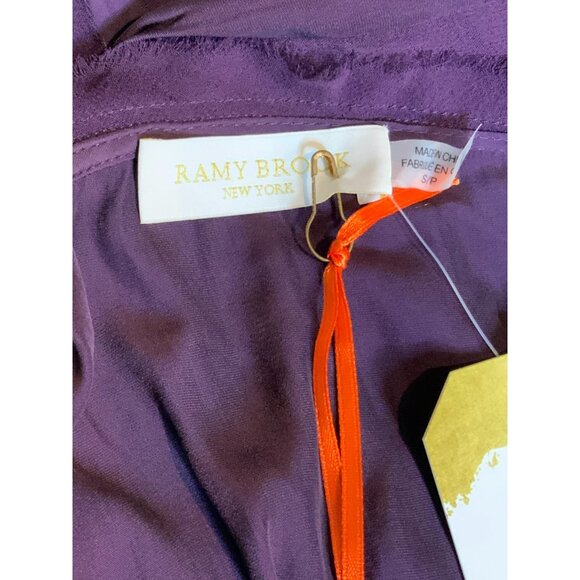 Ramy Brook Merlot Purple Silk Smocked Karlye Blouse Top, Size S, NWT! $295 - Picture 7 of 8